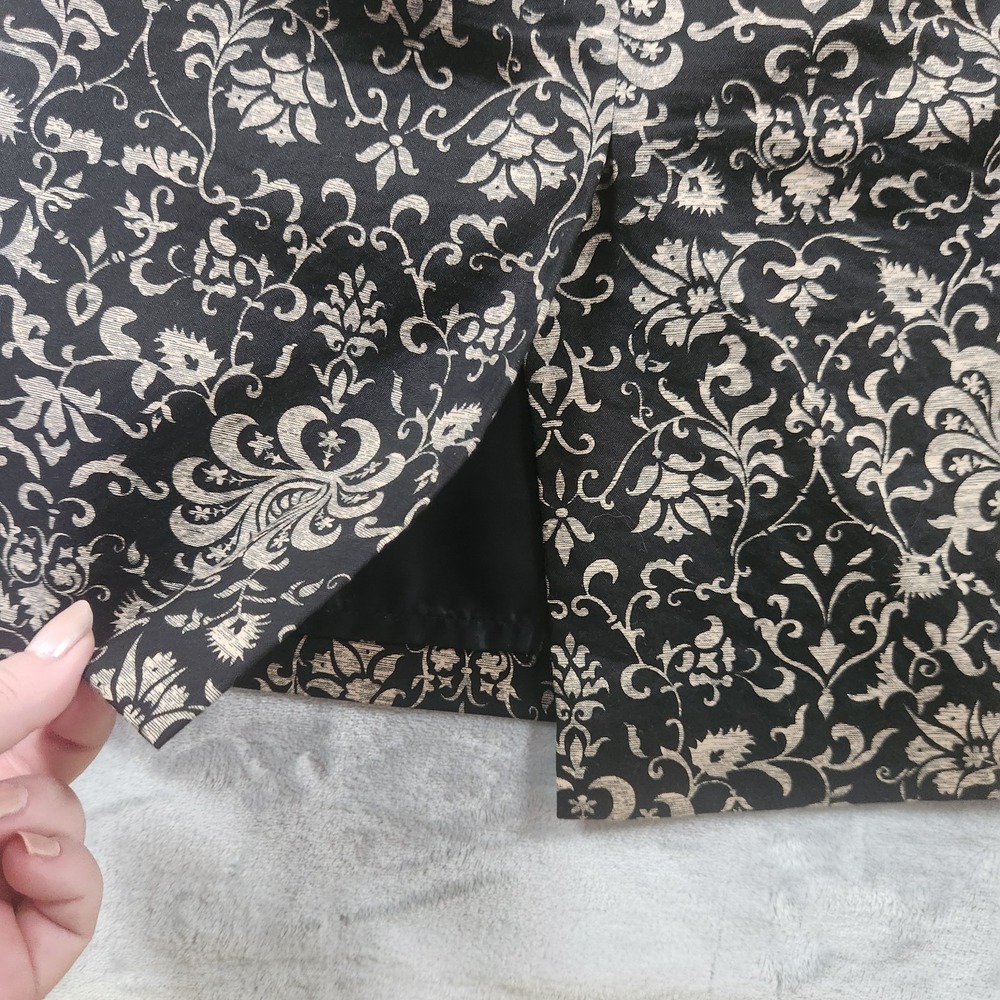 Talbots Skirt size 12 Black Gold Paisley Pencil Knee Career Wedding Church - Picture 8 of 9